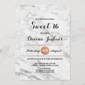 スイート16バースデーパーティ大理石バラ金ゴールド招待状18 招待状 (正面/裏面)