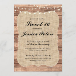 スイート16バーラップライトウッ素朴ド招待状 招待状