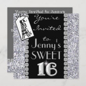 スイート16パリテーマきらきら光るパーティの招待状 招待状 (正面/裏面)
