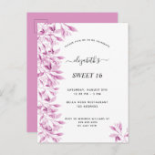 スイート16パーティーのピンクと白の植物の花 ポストカード (正面/裏面)