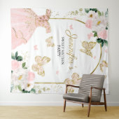 スイート16パーティーの背景 - 蝶の花のドレス タペストリー (インサイチュ(横))