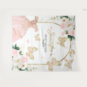 スイート16パーティーの背景 - 蝶の花のドレス タペストリー (正面(横))