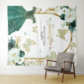 スイート16パーティーの背景 - 蝶の花のドレス タペストリー (インサイチュ(横))