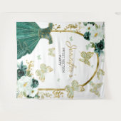 スイート16パーティーの背景 - 蝶の花のドレス タペストリー (正面(横))