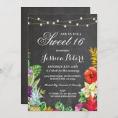スイート16パーティーアロハトロピカルライト招待状 招待状 (正面/裏面)