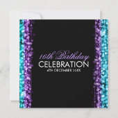 スイート16パーティーセーブザデートスパークルスパープルティール（緑がかった色） 招待状 (裏面)