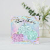 スイート16パーティーパンプキンパステルグリッターグラム 招待状 (スタンド正面)