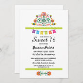 スイート16パーティーフローラフィエスタメキシコ誕生日 招待状 (正面/裏面)