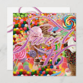 スイート16パーティー招待状キャンディピンクグリッター 招待状 (正面/裏面)