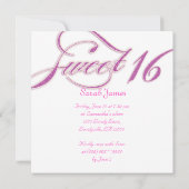 スイート16パーティー招待状キャンディピンクグリッター 招待状 (裏面)