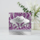 スイート16パーティー招待状パープルジュエリーバタフライ 招待状 (スタンド正面)