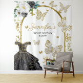 スイート16パーティー背景 - 蝶の花のドレス タペストリー (インサイチュ)