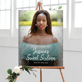 スイート16パーティー ウェルカムサイン 写真付き ポスター