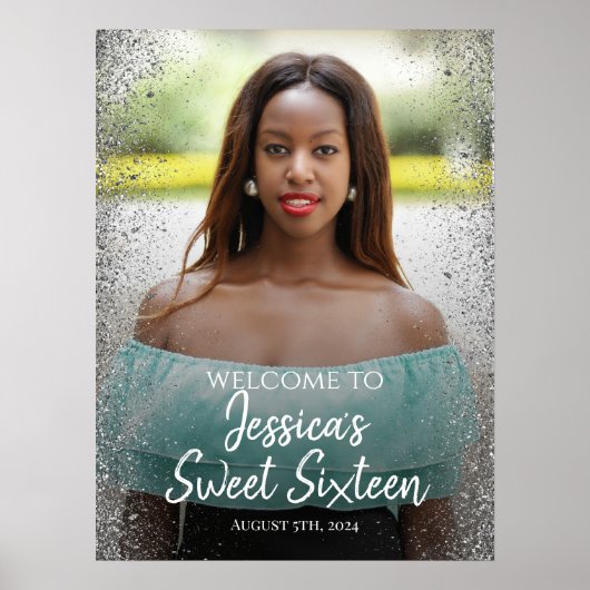 スイート16パーティー ウェルカムサイン 写真付き ポスター (正面)