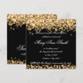 スイート16パーティー シャイニングゴールドライト 招待状 (正面/裏面)