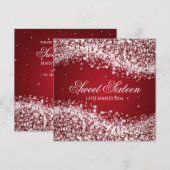 スイート16パーティー スパーキングウェーブ レッド 招待状 (正面/裏面)