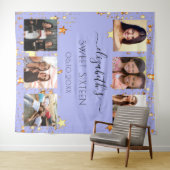 スイート16パーティー 紫 ゴールド フォトコラージュ タペストリー (インサイチュ(横))