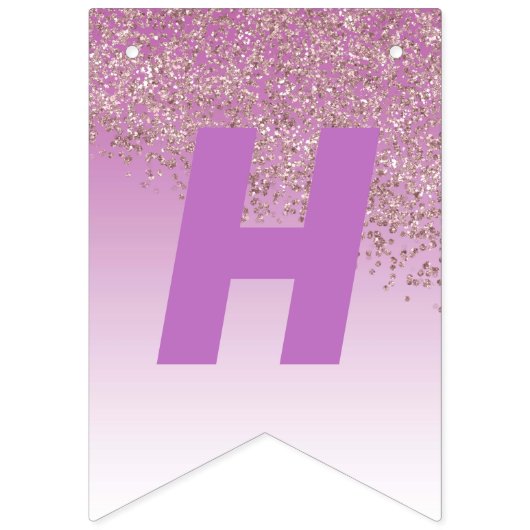 スイート16パーティー、落下バラ金ゴールドグリッターと写真 バンティングフラッグ (第2の旗)