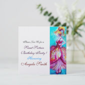 スイート16パーティー 赤 ピンク 青 ターコイズ アイス 招待状 (スタンド正面)