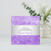 スイート16パープルグリッターシルバージュエルティアラパーティー1 招待状 (スタンド正面)