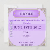 スイート16パープルヴィンテージオーガニック招待状 招待状 (裏面)