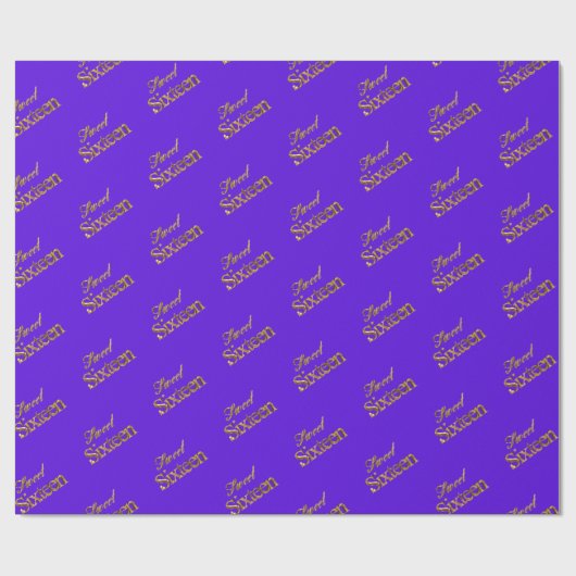 スイート16パープル金ゴールドタイポグラフィパタエレガントーン ラッピングペーパー (フラット)