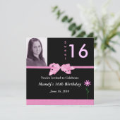 スイート16ピンクとブラック招待状 招待状 (スタンド正面)