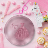 スイート16ピンクグリッタードレスエレガントパーティー  ペーパープレート (パーティー)