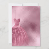 スイート16ピンクグリッタードレスエレガントパーティー  招待状 (裏面)