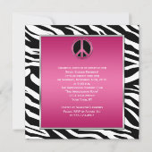 スイート16ピンクピースサインブラックゼブラ 招待状 (裏面)