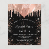 スイート16ブラックバラ金ゴールドグリッター予算の招待 チラシ (正面)