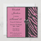 スイート16プリントゼブラストライプグリッター、宝石&ボウ 招待状 (裏面)