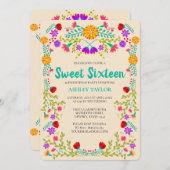 スイート16メキシコフィエスタシャンパンフローラ誕生日 招待状 (正面/裏面)