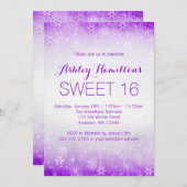 スイート16ヴィンテージパープルウィンターワンダーランド 招待状 (正面/裏面)