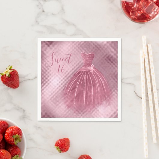 スイート16十六ピンクグリッタードレエレガントスパーティー スタンダードカクテルナプキン (インサイチュ)