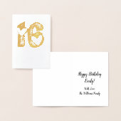スイート16周年カウトハートタイポグラフィ 箔カード (ディスプレー)