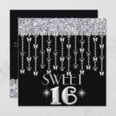 スイート16招待状チックバタフライ 招待状 (正面/裏面)