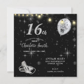 スイート16歳の誕生日パーティー ストレットの風船 招待状 (正面)
