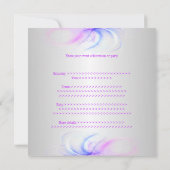 スイート16誕生日シルバー&ピンクパープルブルースワール 招待状 (裏面)