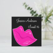 スイート16誕生日ピかわいらしンクの唇(黒) 2 招待状 (スタンド正面)