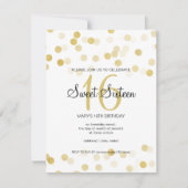 スイート16誕生日フェイク金箔グリッター灯 招待状 (正面)