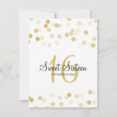スイート16誕生日フェイク金箔グリッター灯 招待状 (裏面)