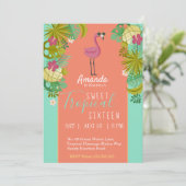 スイート16誕生日フラミンゴルアウ（ハワイ式宴会）パームツリービーチ 招待状 (スタンド正面)