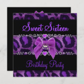 スイート16誕生日ブラックピンクパープルワイルド2 招待状 (正面/裏面)