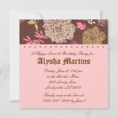 スイート16誕生日ヴィンテージフローラピンクブラウン 招待状 (裏面)