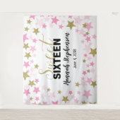 スイート16誕生日写真ブース背景バナー タペストリー (正面)