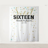 スイート16誕生日写真ブース背景バナー タペストリー (正面)