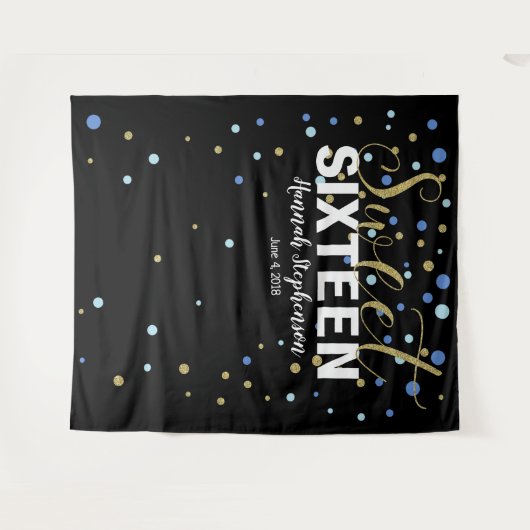 スイート16誕生日写真ブース背景バナー タペストリー (正面(横))