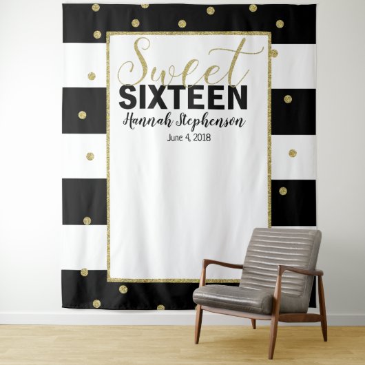 スイート16誕生日写真ブース背景バナー タペストリー (インサイチュ)