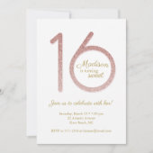 スイート16誕生日招待状インバラ金ゴールドグリッター 招待状 (正面)